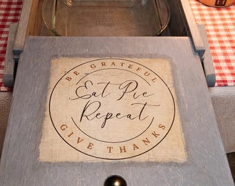 Rustic Wooden Pie Box – Vintage Dessert Carrier with Sliding Lid Farmhouse  Storage