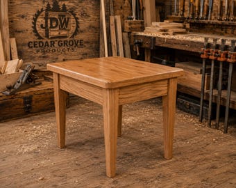 Handcrafted Solid Oak End Table | Heirloom Quality | Rustic Side Table | Made in Missouri
