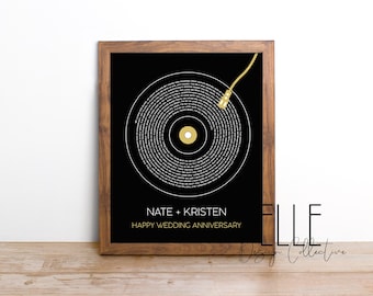 Personalized Song Lyric Vinyl Record Print: Custom Modern Wall Art (Digital Download)
