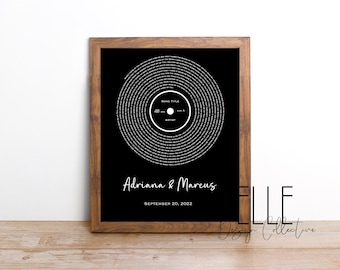 First Dance Custom Song Lyric Vinyl Record Print, Anniversary Gift (Digital Download)