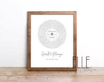 Custom Song Lyric Vinyl Record Print, Anniversary Gift (Digital Download)