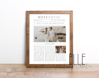 Impresión personalizada de la letra de la canción de boda: Regalo fotográfico con diseño de periódico (descarga digital)