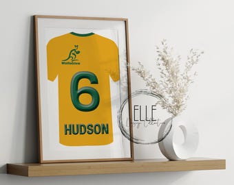 Personalized Wallabies Rugby Jersey Art: Australian Team Poster (Digital Printable Art)