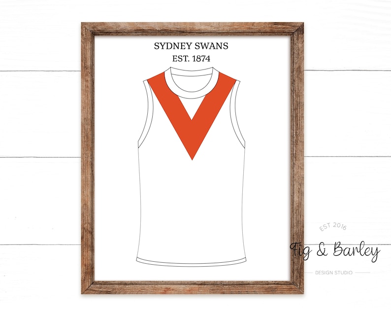 AFL Sydney Swans Retro Jersey Wall Art, AFL Poster, Sydney Swans Fan