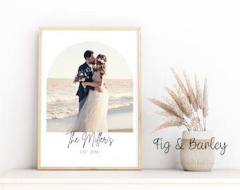 Custom Arched Wedding Photo Print, Anniversary Gift (Digital File)