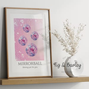 Mirrorball Folklore Poster | Printable Wall Art | Digital Download Print at Home | Subtle Swiftie Aesthetic Home Decor Pink