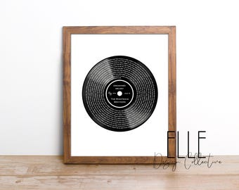Custom Song Lyrics Vinyl Record Print: First Dance, Wedding Song (Digital Download)