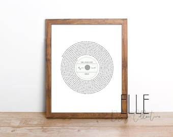 Custom Song Lyrics Vinyl Record Print, Anniversary Gift (Digital Download)