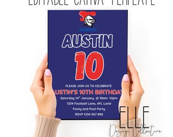 NRL Newcastle Knights Birthday Invitation: Rugby League Party Digital File 5x7in Canva Template