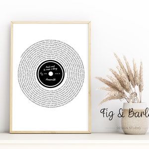 Song Lyrics Print, Song Lyrics Wall Art, Vinyl Record, Custom Song Lyrics, First dance, Wedding Song Lyrics