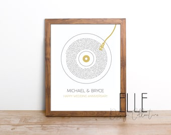 Personalized Song Lyric Vinyl Record Print – Custom Anniversary Gift (Digital Download)