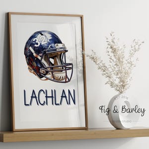 Custom Blue NFL Helmet Wall Art, Personalised NFL Poster, NFL Fan Art Gift, Digital Printable Art, Blue Helmet
