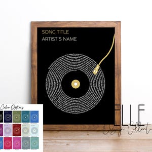 Custom Song Lyric Vinyl Record Art Print (Digital Download)