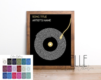 Custom Song Lyric Vinyl Record Art Print (Digital Download)