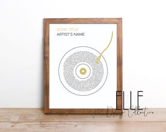 Custom Song Lyric Vinyl Record Print: Personalized Music Art (Digital Download)