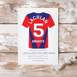 Convite de aniversário personalizado da NRL, Newcastle Knights, convite de aniversário da NRL, tema de festa da Rugby League, Knights, arquivo digital NRL Kights