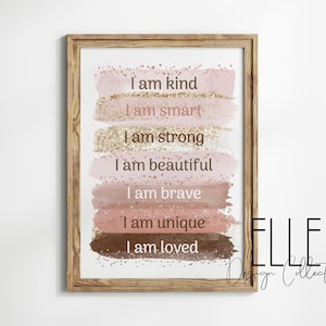 Teen Girl Affirmation Art Print: I AM Positive Wall Decor (Digital Download)
