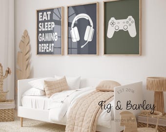 Gamer Prints Set: Headset & Controller Wall Art (Digital Download)