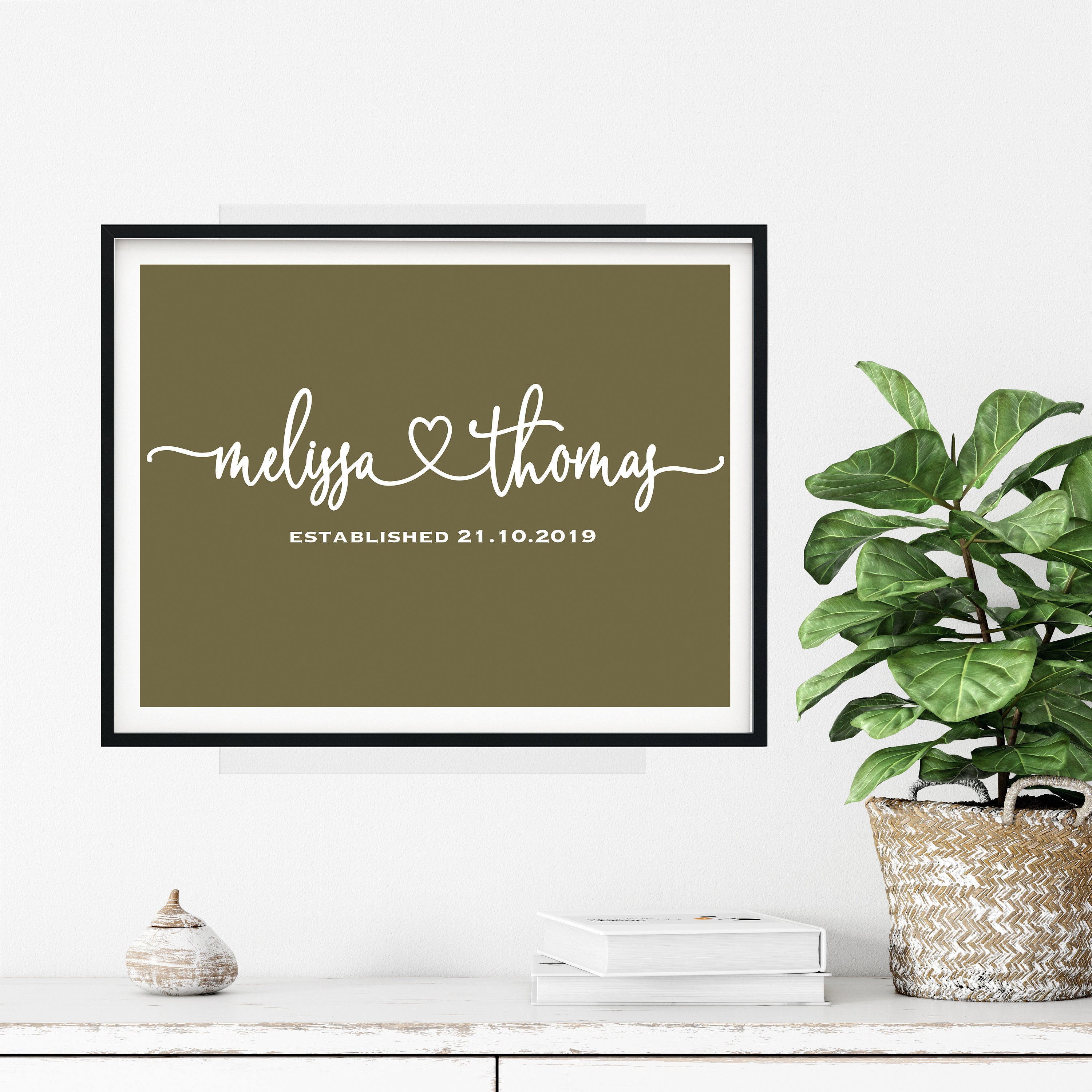 Custom Name Sign for His and Hers Wall Art Newlywed Est Date Etsy