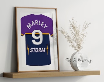 Custom Melbourne Storm Jersey Art: Personalized NRL Poster (Digital Printable)