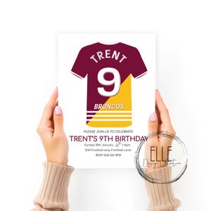 Custom NRL birthday invitation, National Rugby League Birthday Part,  Rugby League Party Theme | Broncos Invite | Digital download
