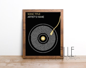 Custom Song Lyric Vinyl Record Art Print - Personalized Music Gift (Digital Download)