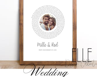Custom Song Lyrics Print with Photo, Personalized Vinyl Record Art, First Dance Wedding Gift, Anniversary Gift for Couple