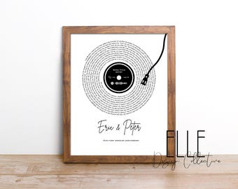 First Dance Custom Song Lyric Vinyl Record Print, Anniversary Gift (Digital Download)