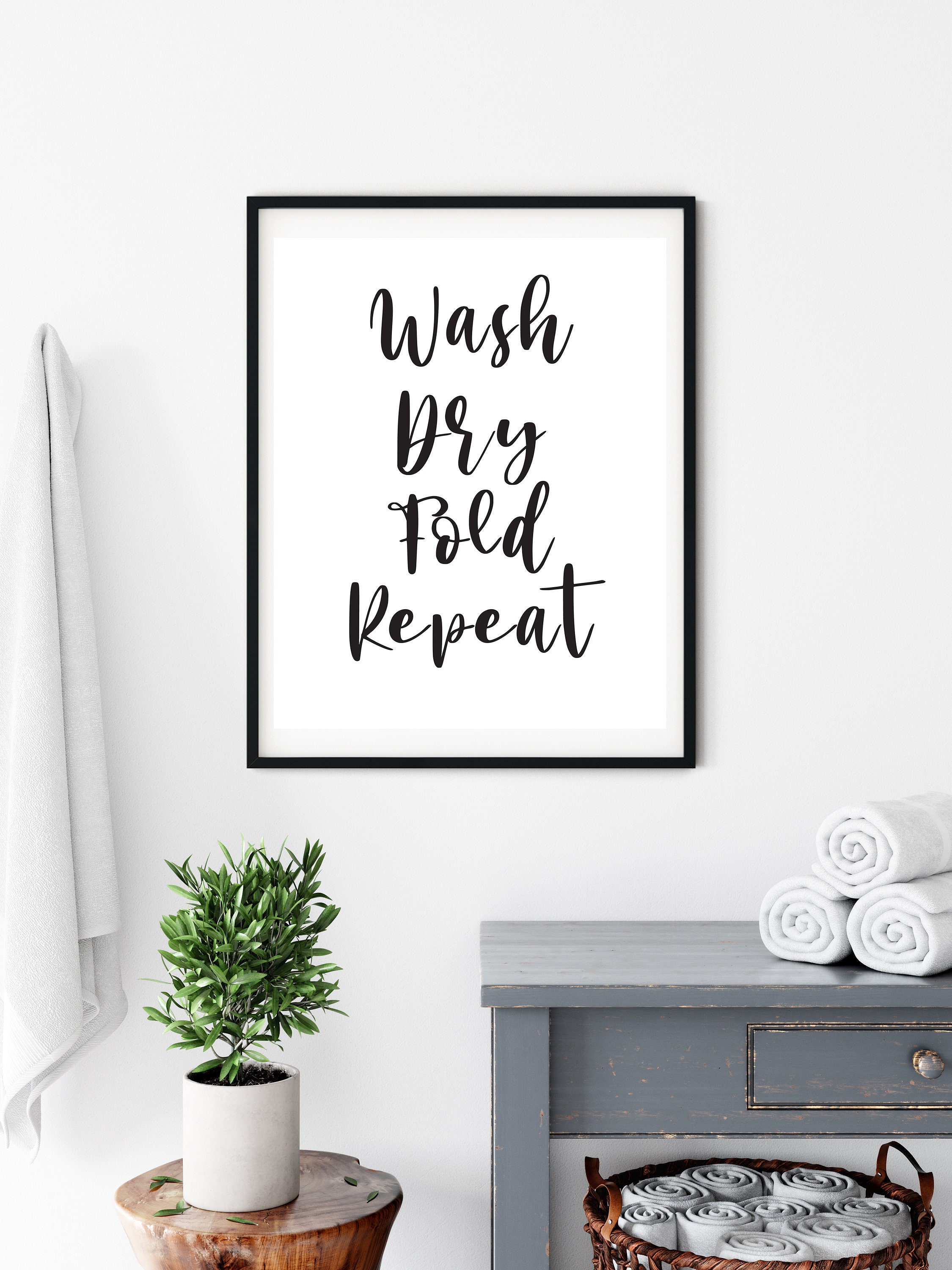 Lavandería Lavandería Arte de la pared Lavado Pliegue | Etsy