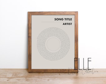 Custom Song Lyrics Vinyl Art Print: Minimalist Music Gift (Digital Download)