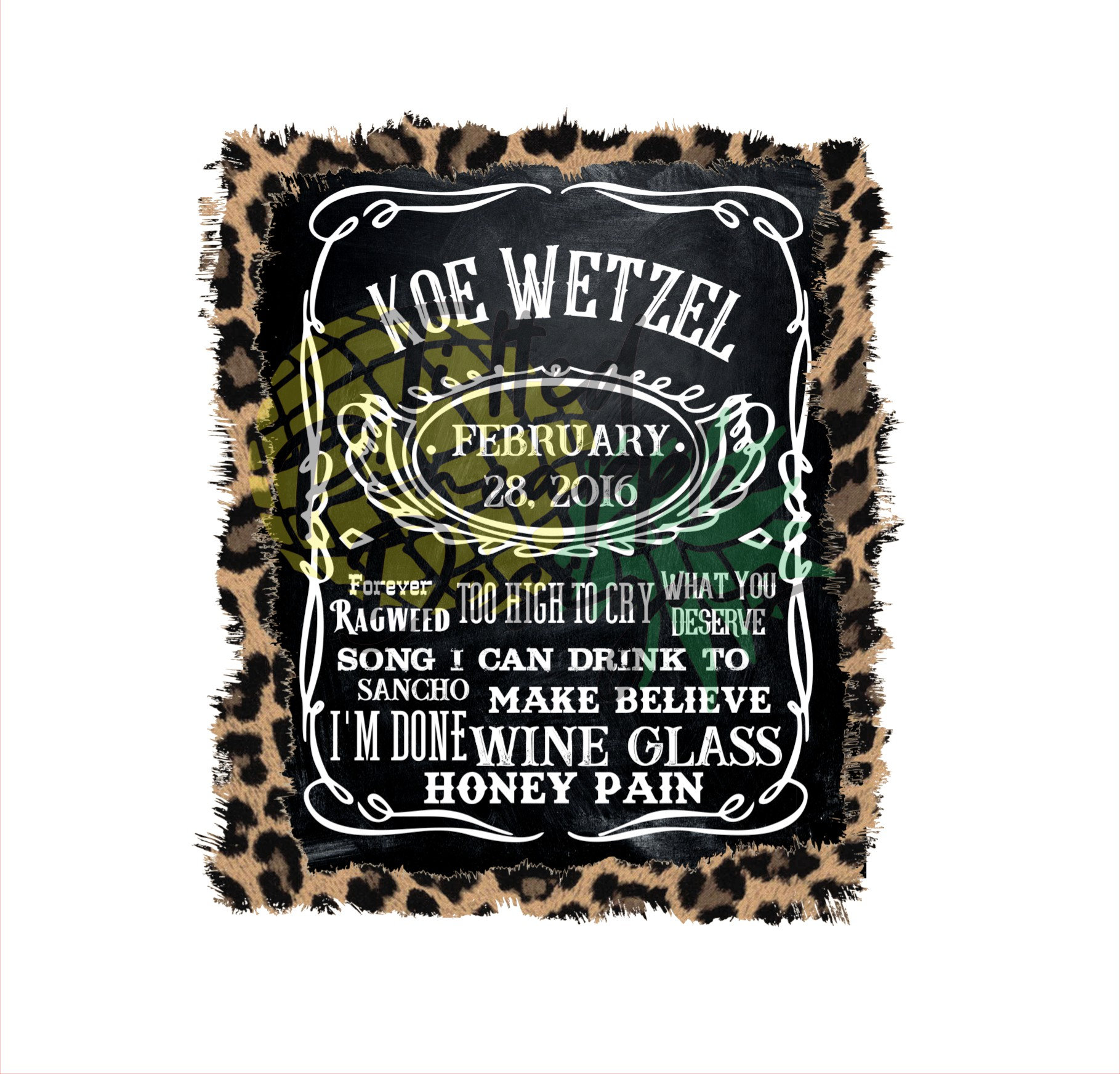 Koe Wetzel Jack Daniels Label Sublimation for Shirt Leopard Ready To Press  RTS Oversized Available For Blank Jack Daniels Label Template