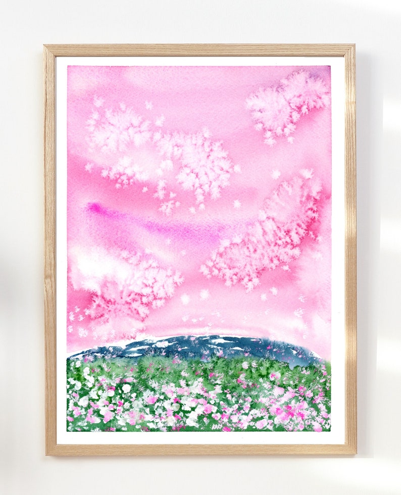 Original Watercolor Landscape Painting Bloom