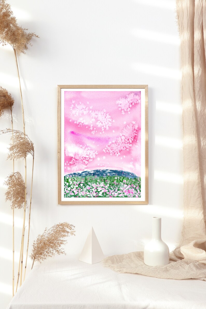 Original Watercolor Landscape Painting Bloom
