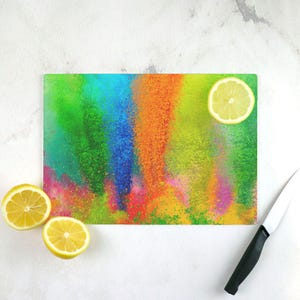 Holi Festival Tempered Glass Cutting Board Lrg. (15.75&quot; x 11.5&quot;)