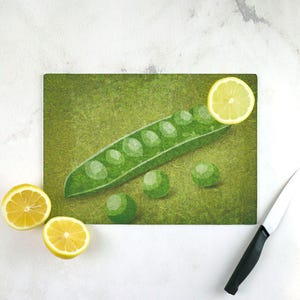 Fresh Peas Tempered Glass Cutting Board - Designed by Michigan Artists