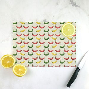 Colorful Peppers Tempered Glass Cutting Board - Designed by Michigan Artists