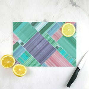 Muted Striations Tempered Glass Cutting Board Lrg. (15.75&quot; x 11.5&quot;)