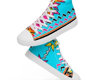 Vibing High Women’s Lace-Up Canvas High-Top Sneakers - Designed by People Who Love Art