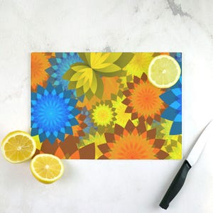 Banging Blooms Tempered Glass Cutting Board - Designed by Michigan Artists
