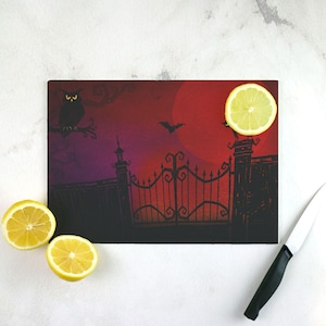 Horror&#39;s Gate Halloween Tempered Glass Cutting Board - Designed by Michigan Artists