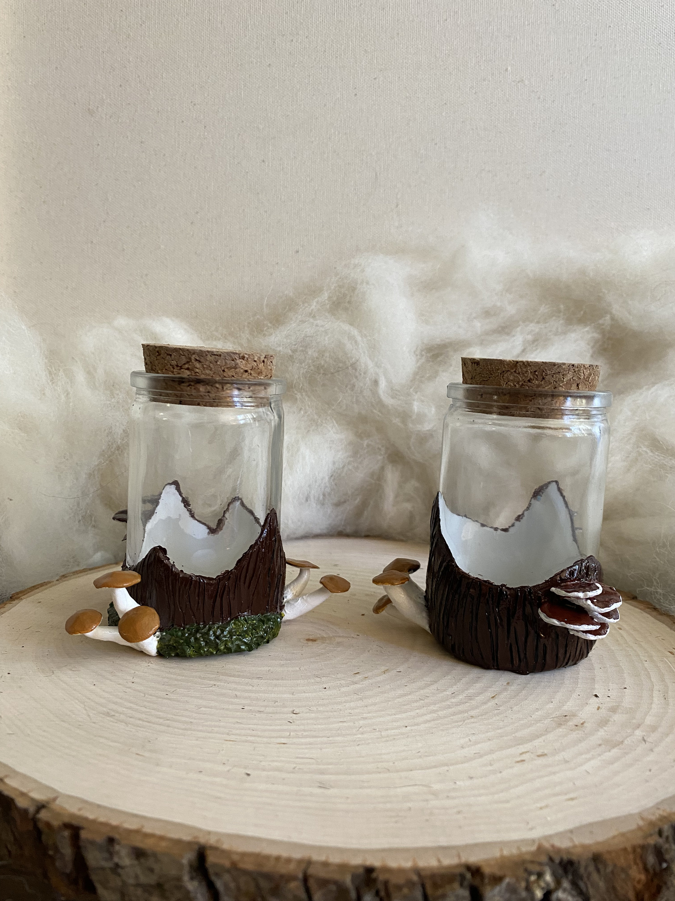 Mushroom jars polymer clay sculpture jars handmade mushroom Etsy