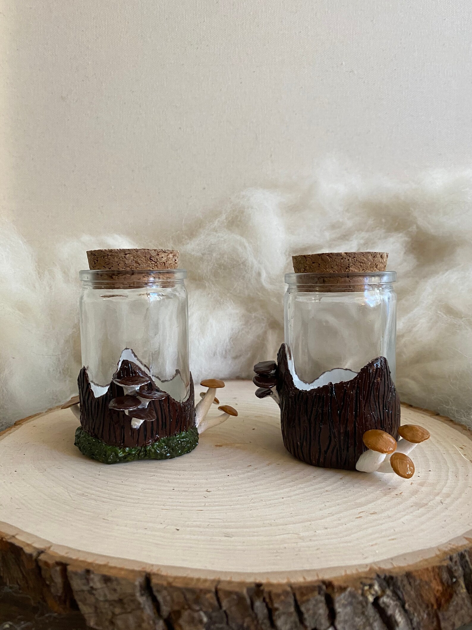 Mushroom jars polymer clay sculpture jars handmade mushroom Etsy