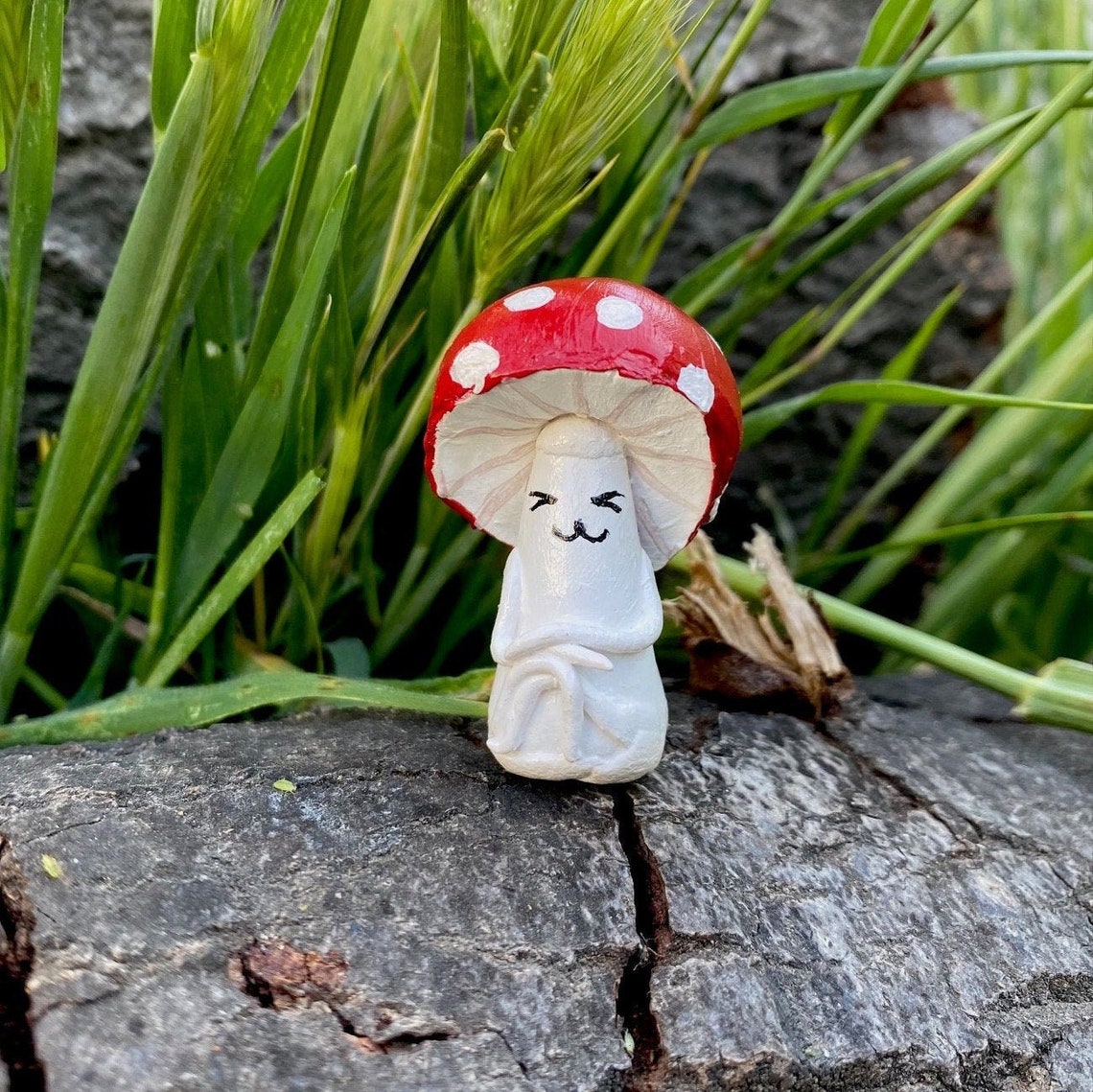Mushroom plant guardian cute handmade Mushroom figurine Etsy