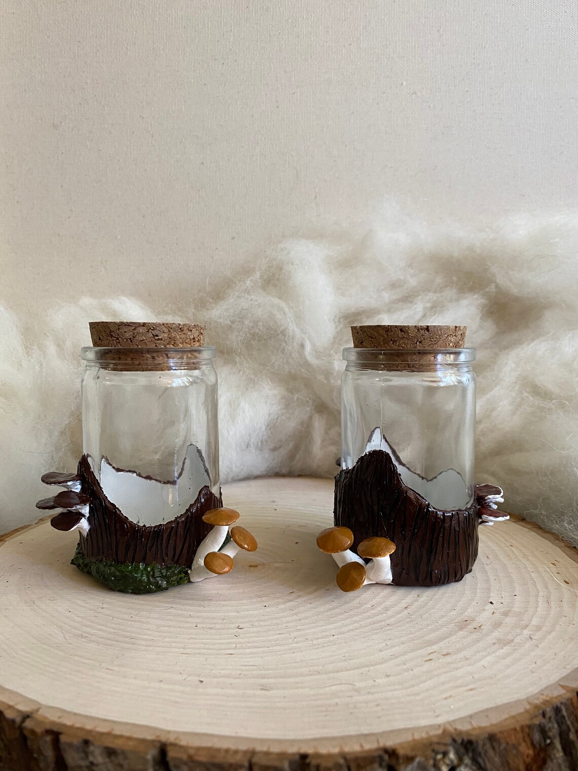 Mushroom jars polymer clay sculpture jars handmade mushroom Etsy