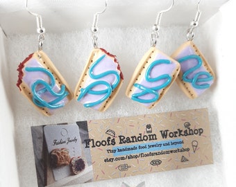 Berry Tart Earrings, Toaster Tart gift, Pastry Clip On Earrings, Breakfast Earrings, Pastry Charms, Pastry Lover Gift, Cute Birthday Gifts