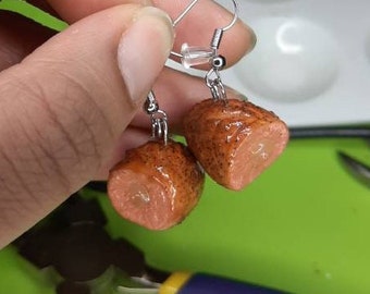 Polymer Clay Ham Earrings, Thanksgiving Earrings, Thanksgiving Ham Earrings, Baked Ham Earrings, Thanksgiving Holiday Charm, Ham Charm, Food