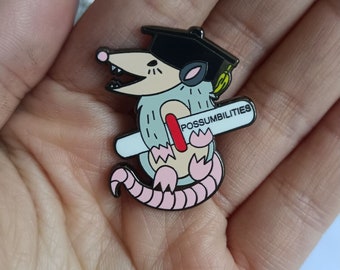 Hard Enamel Graduation Pin, Graduation Gift, Floofs Random Workshop, Graduation Accessories, Graduation Party Favor, Hard Enamel Pin, Possum
