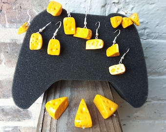 Cheese Wedge Charms, Cheese Wedge Dangle Earrings, Cheese Wedge Stud Earrings, Cute, Polymer Clay Cheese Earrings, Cheese Earrings Clip Ons