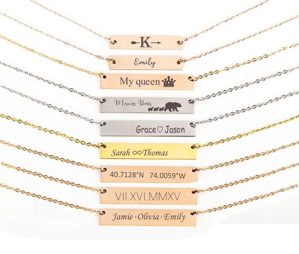 Personalized Necklace Name Necklacebridesmaid necklacecustom Etsy