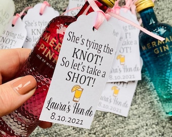 Personalized Hen Do Shot Tags: Bridal Shower Favors